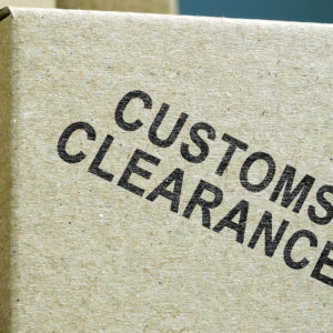Image of a box stamped with customs Clearance