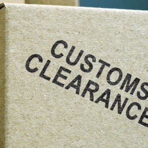 Image of a box stamped with customs Clearance